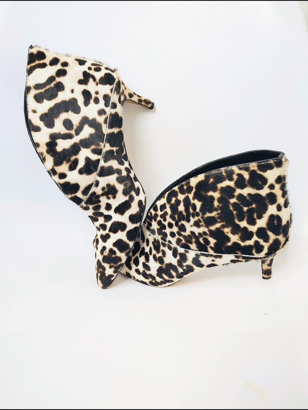 Boden Alexis Calf Hair Snow Leopard Animal Kitten Heels Glam Edgy Size 11 US 42